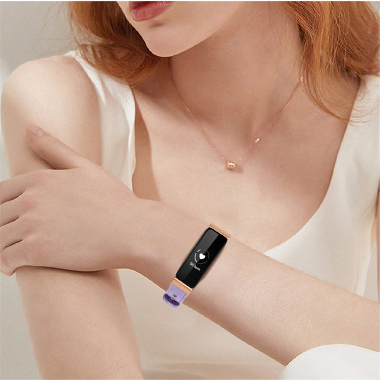 Super skøn Fitbit Inspire 2 / Fitbit Ace 2 Ægte læder Urrem - Lilla#serie_6
