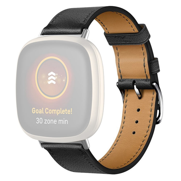 Rigtigt slidstærk Universal Fitbit Ægte læder Rem - Sort#serie_3