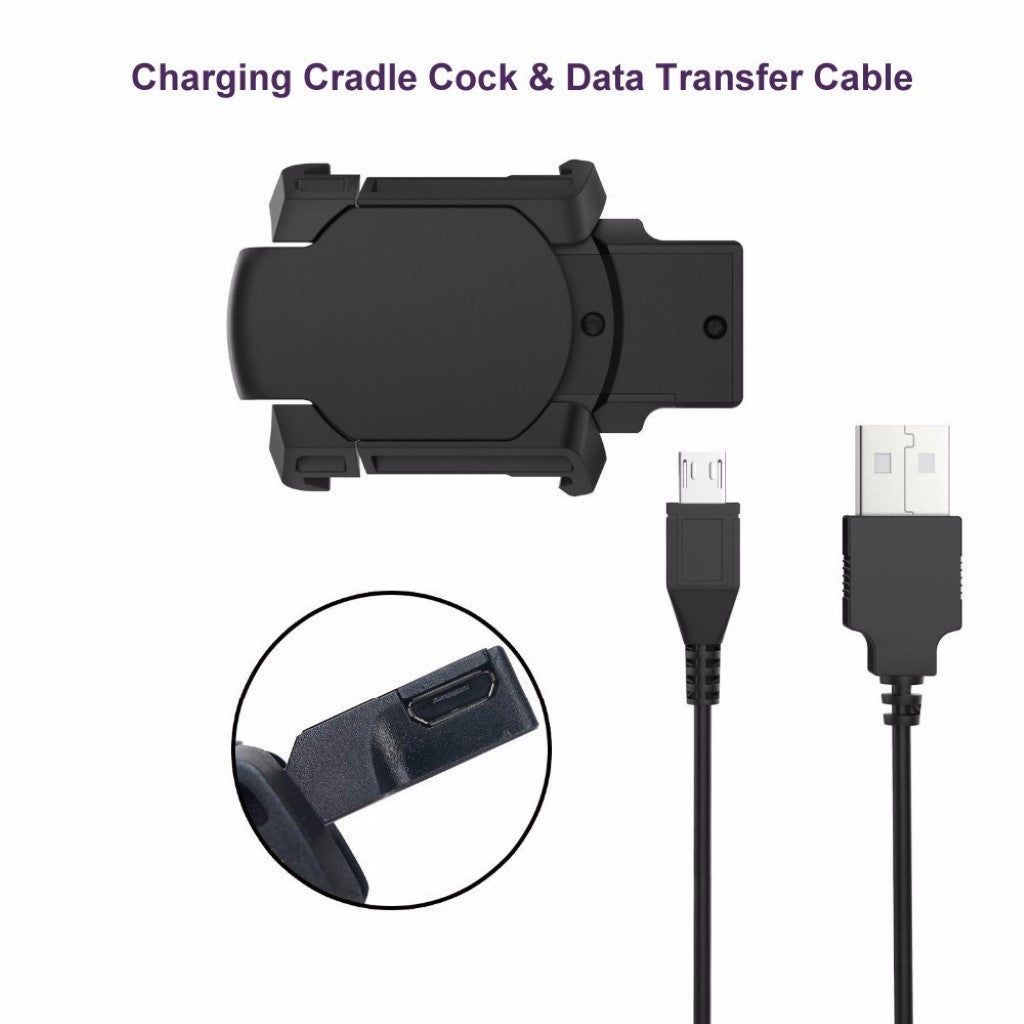 1m Plastik Garmin Quatix 3 / Garmin Fenix 3 USB Opladningskabel - Sort#serie_033