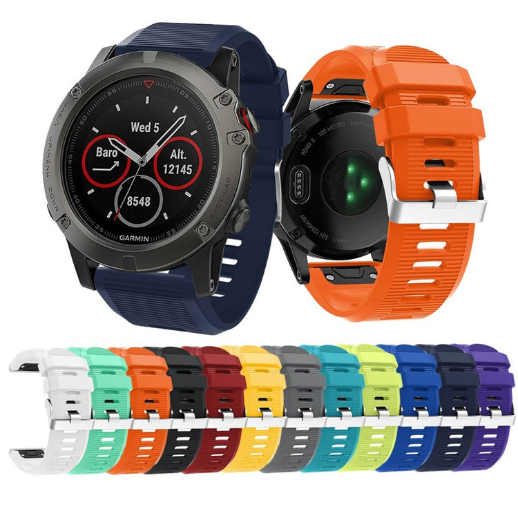 Tidsløst Garmin Fenix 5X Plus Silikone Rem - Hvid#serie_1