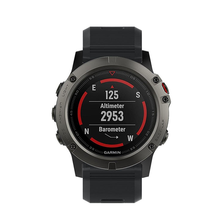 Tidsløst Garmin Fenix 5X Plus Silikone Rem - Sort#serie_13