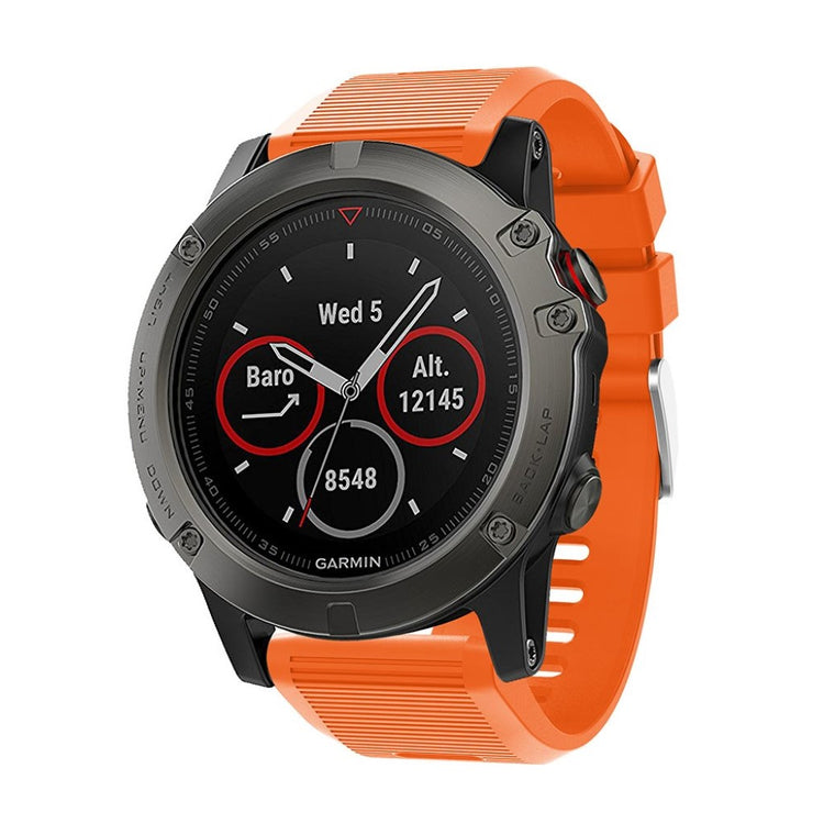 Tidsløst Garmin Fenix 5X Plus Silikone Rem - Orange#serie_4