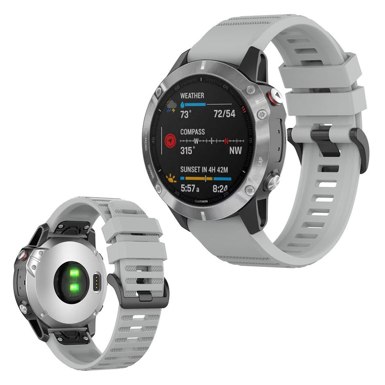 Mega kønt Garmin Fenix 6 Silikone Rem - Sølv#serie_5