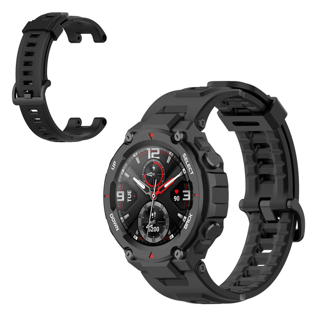 Meget komfortabel Amazfit T-Rex Silikone Rem - Sort#serie_1