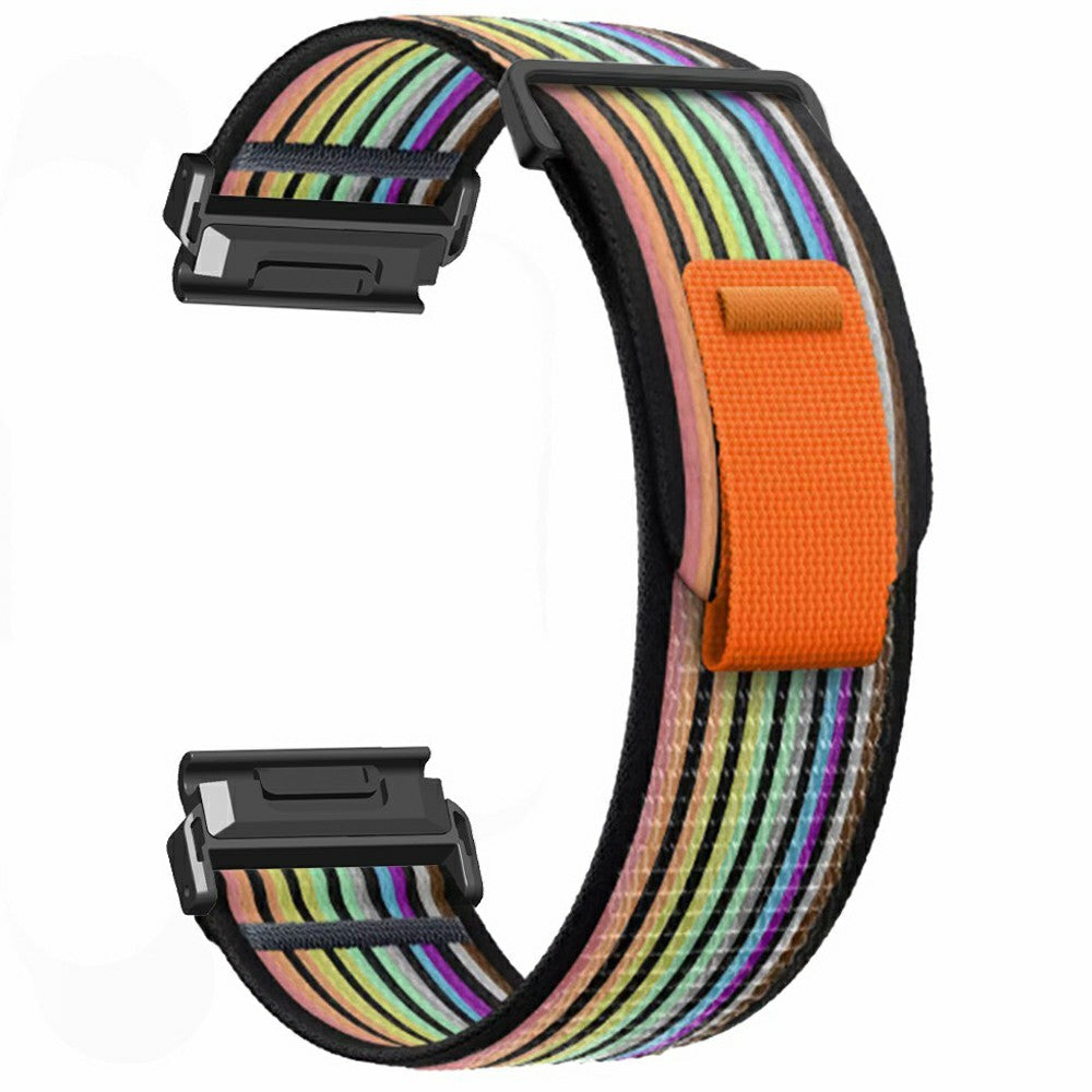 Watch Band for Garmin Fenix 7 / 6 / 5 Replacement Nylon Adjustable Loop Fastener Strap - Rainbow+Black#serie_4