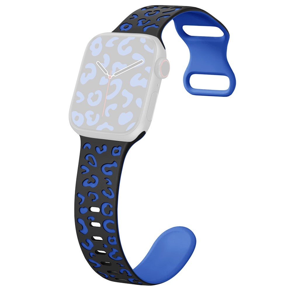 Apple Watch Series 49mm - 45mm - 44mm - 42mm Leopard Silicone Strap - Black+Blue#serie_11