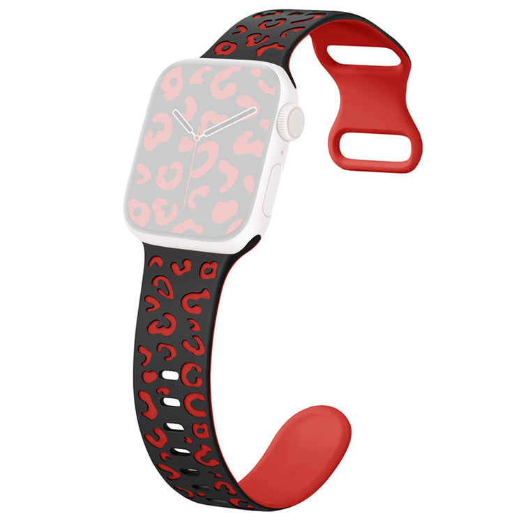 Apple Watch Series 41mm - 40mm - 38mm Leopard Silicone Strap - Black+Red#serie_3