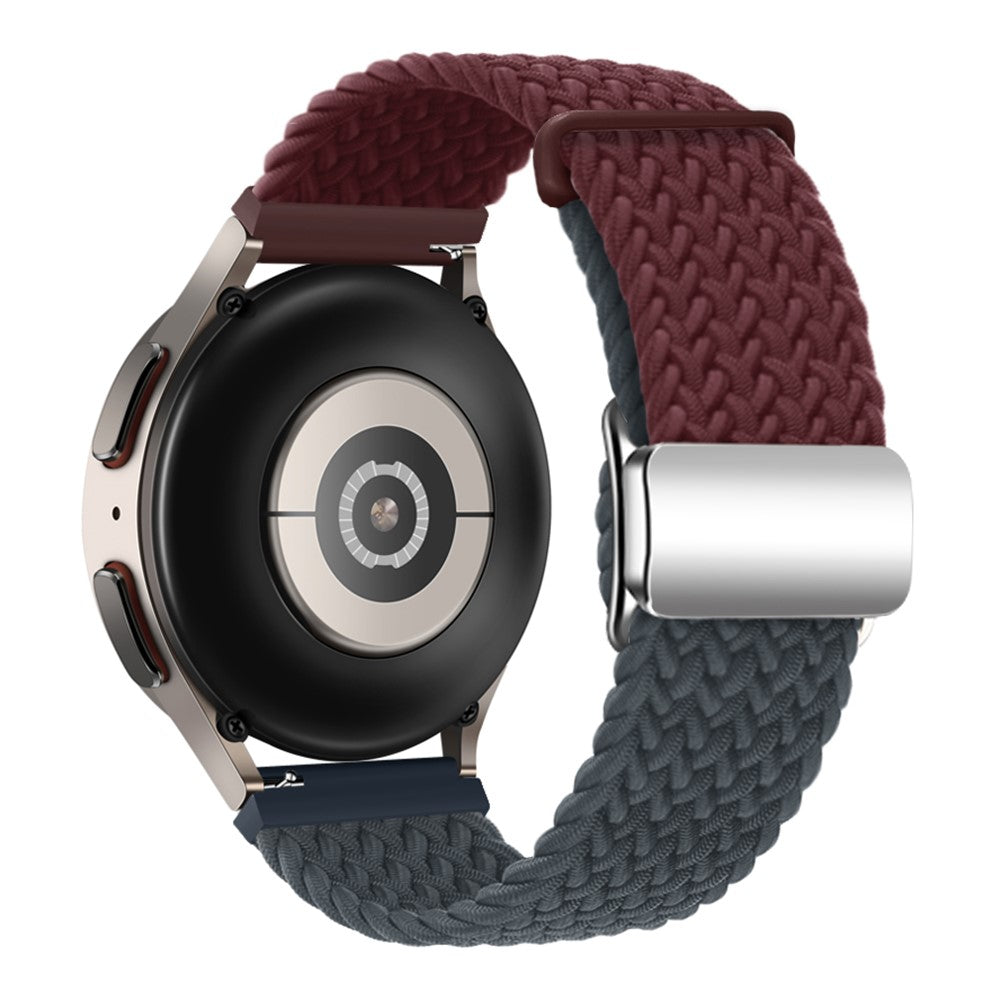 Universal 22mm Woven Watch Strap Silver Magnetic Buckle Replacement Wrist Band - Wine Red+Dark Blue#serie_6