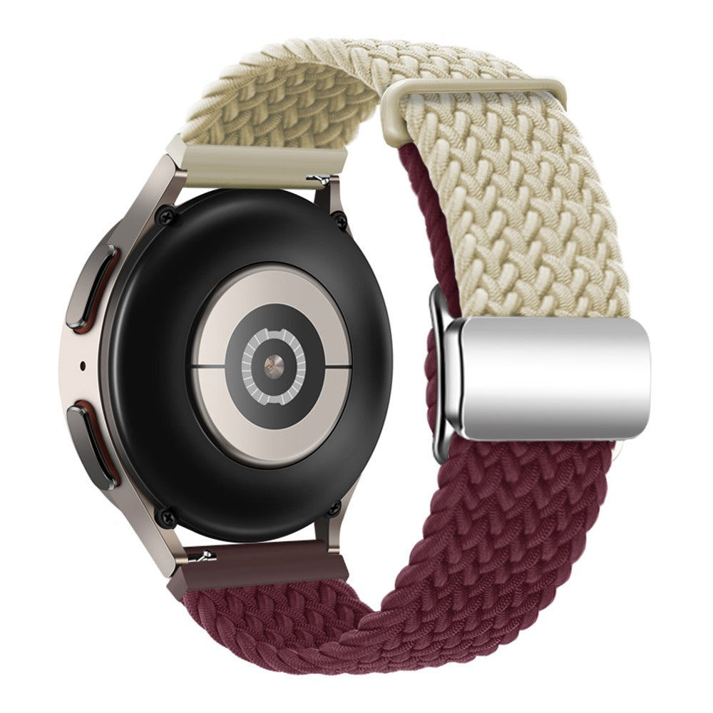 Universal 22mm Woven Watch Strap Silver Magnetic Buckle Replacement Wrist Band - Starlight+Wine Red#serie_17