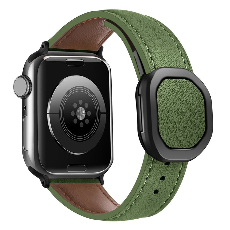 Apple Watch Series 49mm - 45mm - 44mm - 42mm Genuine Cow Leather Wrist Band - Army Green#serie_2