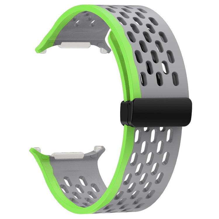 Samsung Galaxy Watch Ultra 47mm Silicone Watch Band Magnetic Folding Buckle Wrist Strap - Grey+Green#serie_3