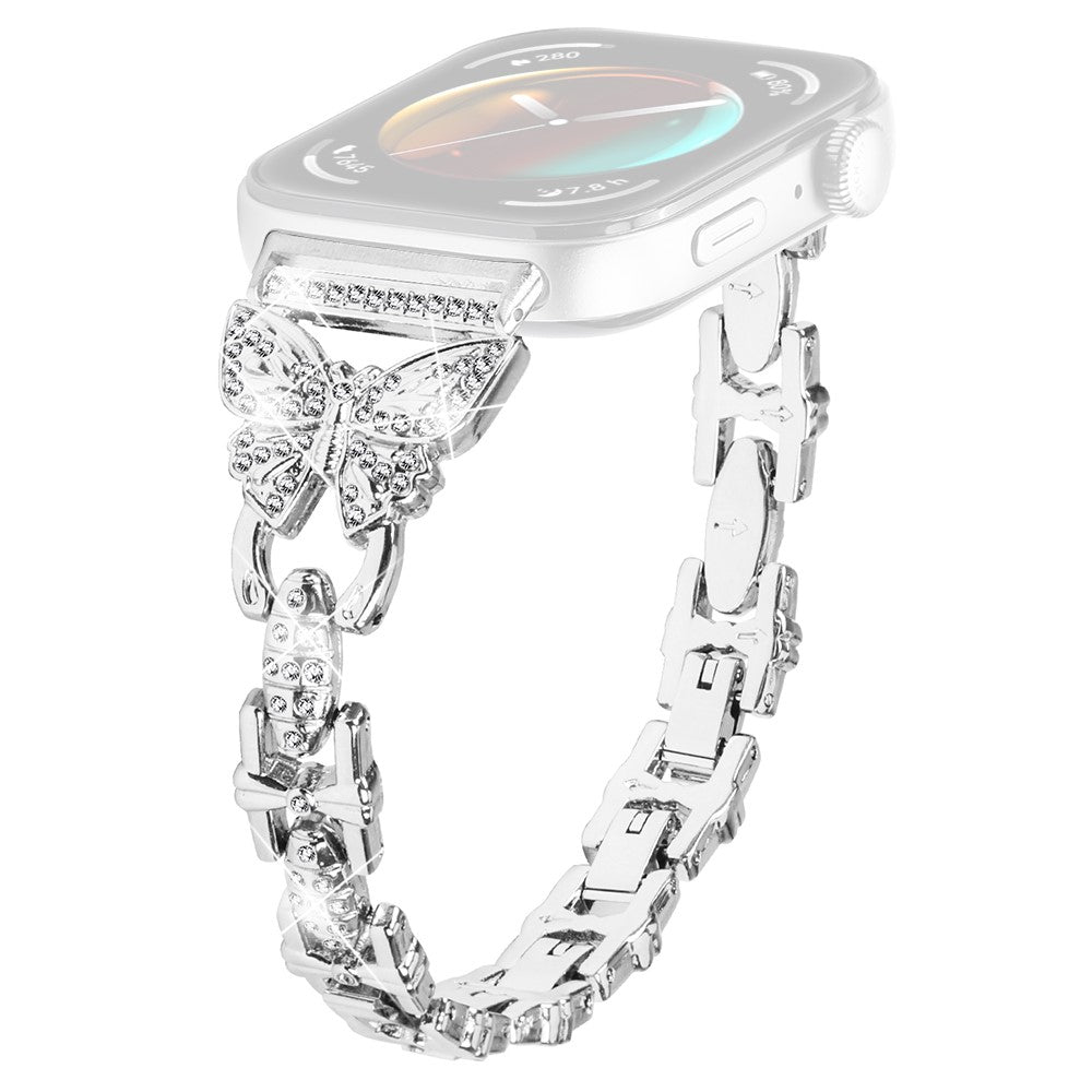 Huawei Watch Fit 3 Rhinestone Decor Butterfly Design Watch Band Stainless Steel Wrist Strap - Silver#serie_3