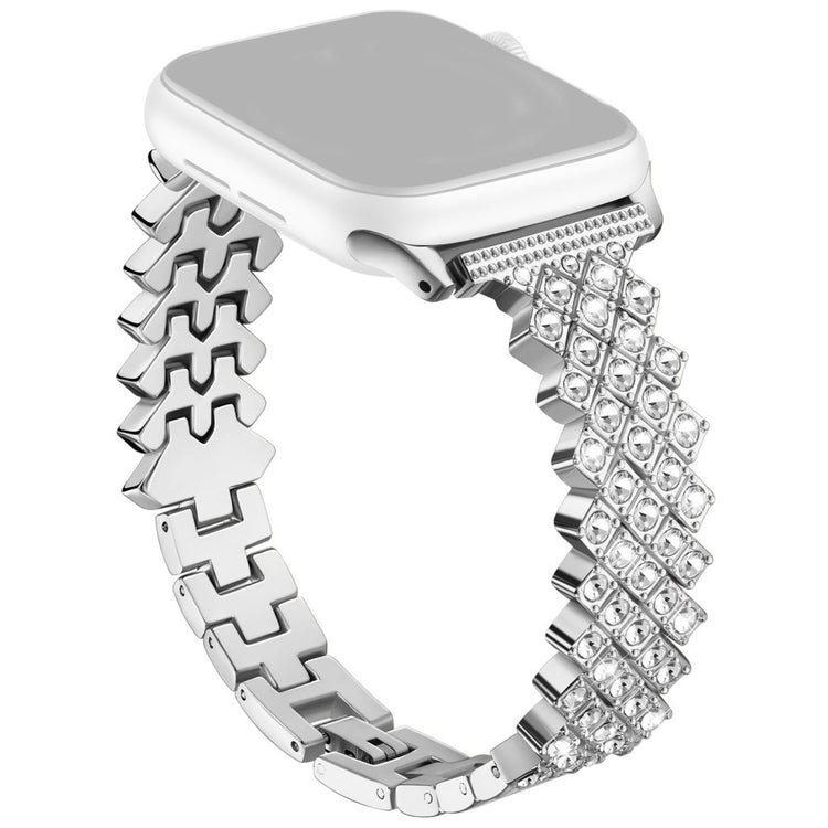 Apple Watch Series 41mm - 40mm - 38mm Watch Strap Rhinestone Decor Zinc Alloy Band - Silver#serie_3