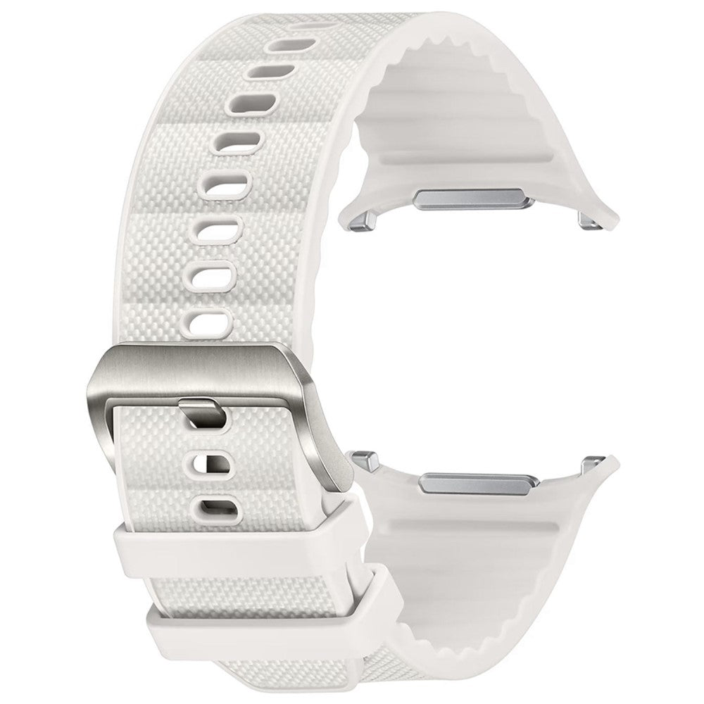 Samsung Galaxy Watch Ultra 47mm Silicone Coated Nylon Watch Band Adjustable Strap - White#serie_3