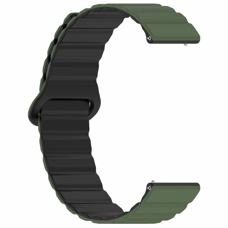 Garmin Vivoactive 5 Magnetic Silicone Watch Band 20mm Adjustable Replacement Strap - Army Green+Black#serie_4