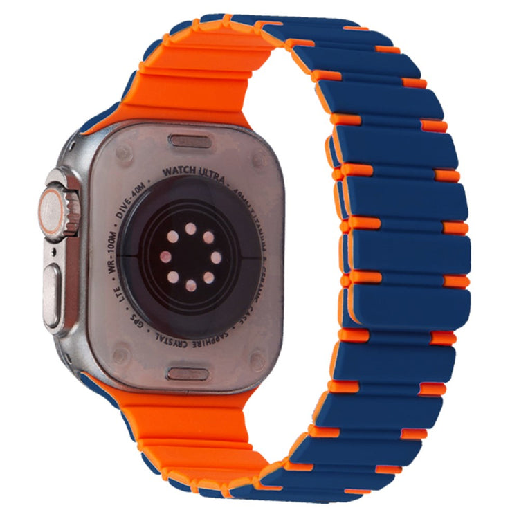 Apple Watch Series 41mm - 40mm - 38mm Dual Color Magnetic Silicone Watch Strap - Midnight Blue+Orange#serie_1