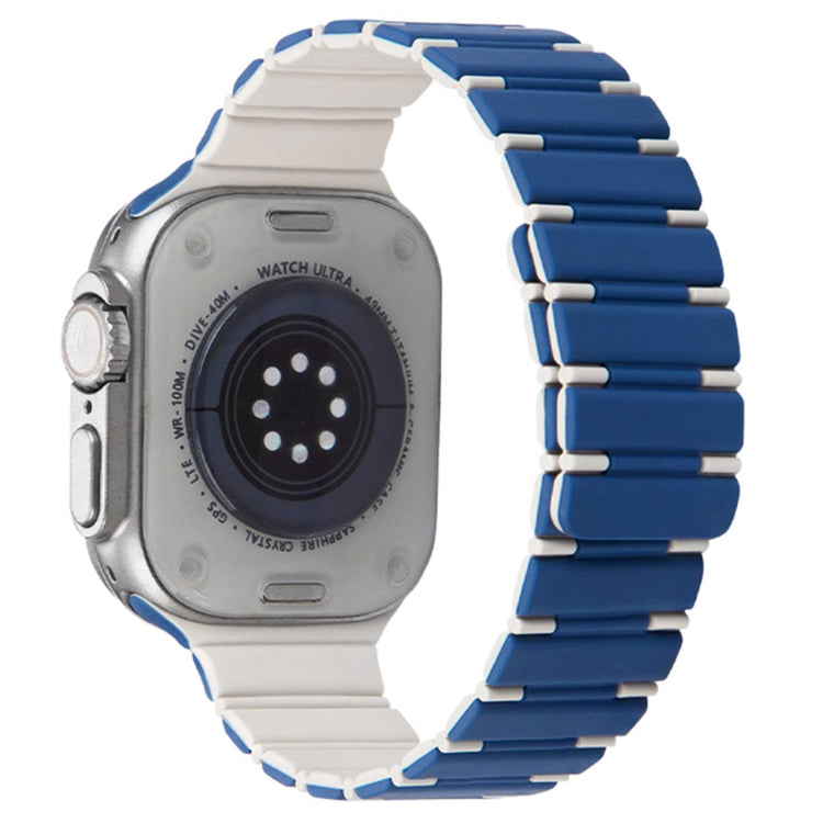 Apple Watch Series 41mm - 40mm - 38mm Dual Color Magnetic Silicone Watch Strap - Dark Blue+White#serie_4