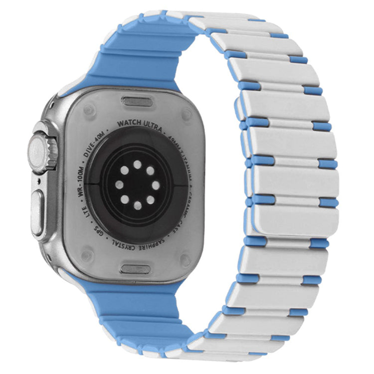 Apple Watch Series 41mm - 40mm - 38mm Dual Color Magnetic Silicone Watch Strap - White+Mist Blue#serie_5