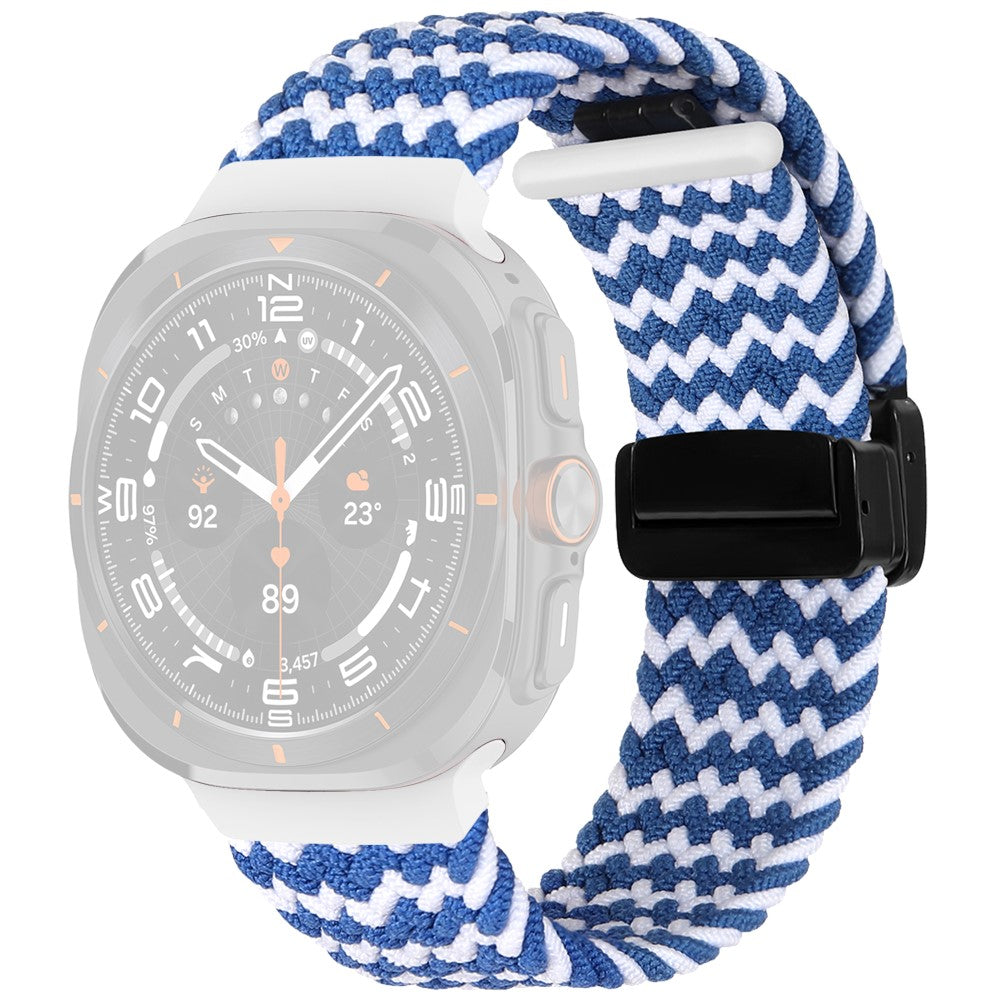 Samsung Galaxy Watch Ultra 47mm Braided Wrist Band Magnetic Folding Buckle Watch Strap - Wave Pattern / Blue+White#serie_2