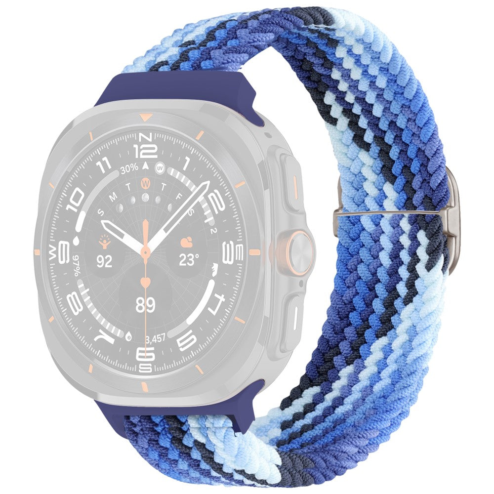 Samsung Galaxy Watch Ultra 47mm Braided Watch Band Adjustable Nylon Replacement Strap - Colorful Blue / White Buckle#serie_14