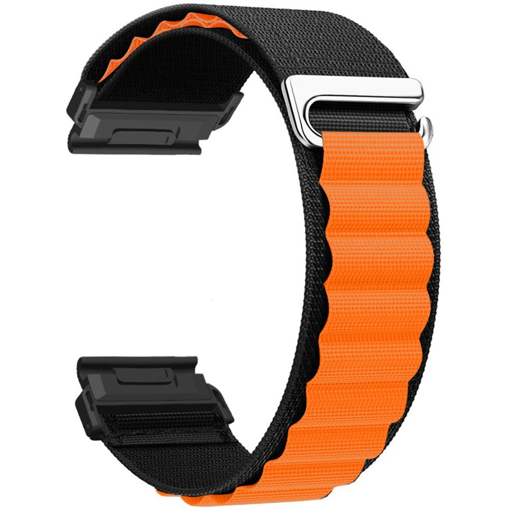 Garmin Fenix 7 / 7 Pro / 5 Watch Band 22mm Quick Release C Buckle Nylon Watch Strap - Black+Orange#serie_5