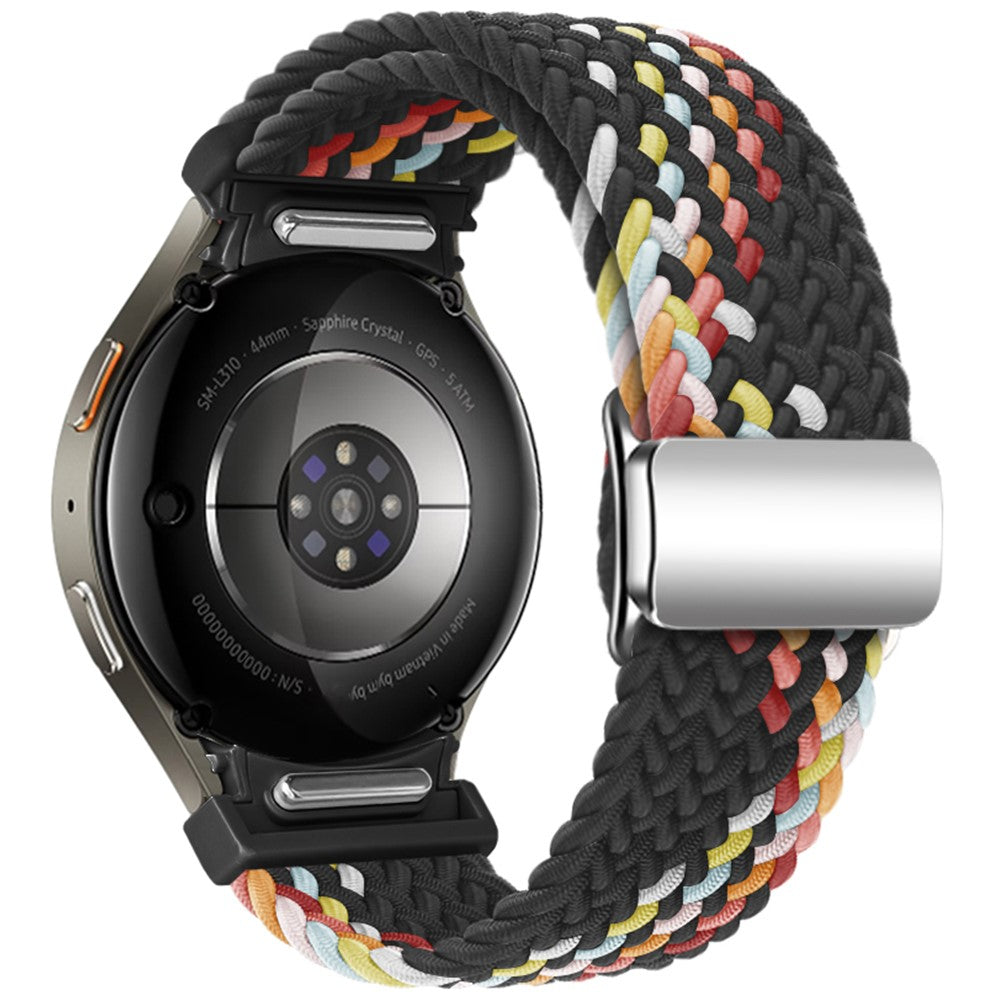 Samsung Galaxy Watch 20mm Braided Watch Band Magnetic Strap - Black Rainbow#serie_7