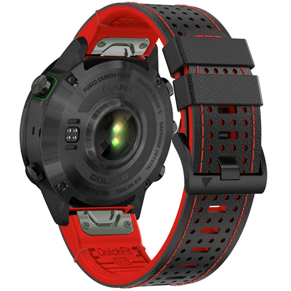 KALEBOL Garmin Fenix Series 5X - 6X - 7X - 26mm Silicone Watch Band Dual Color Dot Holes Design - Black+Red#serie_3