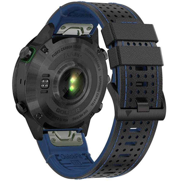 KALEBOL Garmin Fenix Series 5X - 6X - 7X - 26mm Silicone Watch Band Dual Color Dot Holes Design - Black+Blue#serie_4