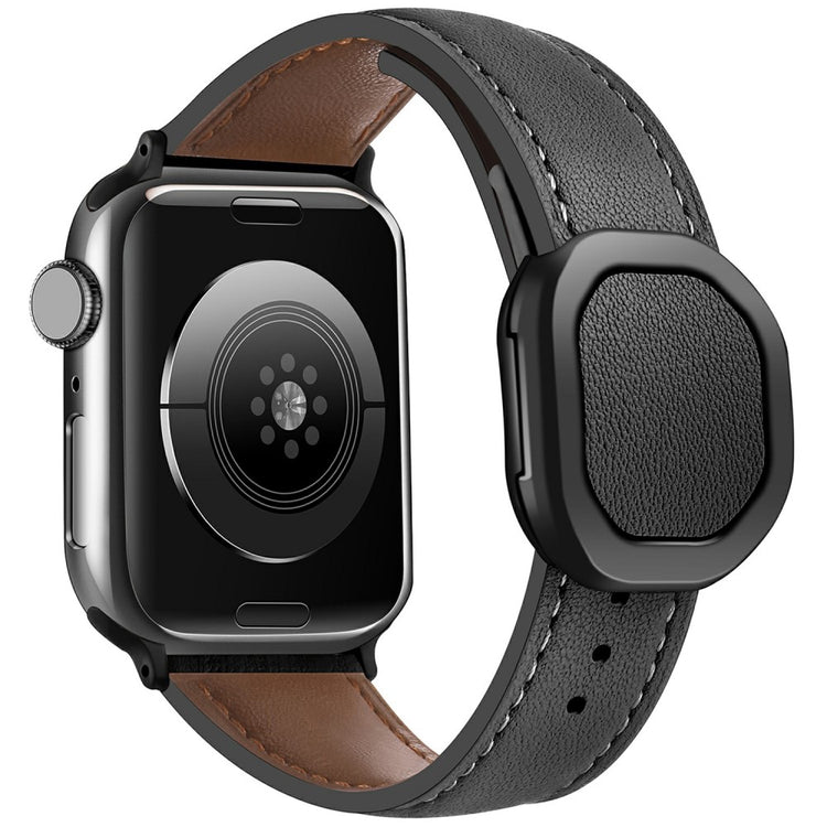 KALEBOL Apple Watch Series 49mm - 45mm - 44mm - 42mm Genuine Cow Leather Band - Black#serie_6