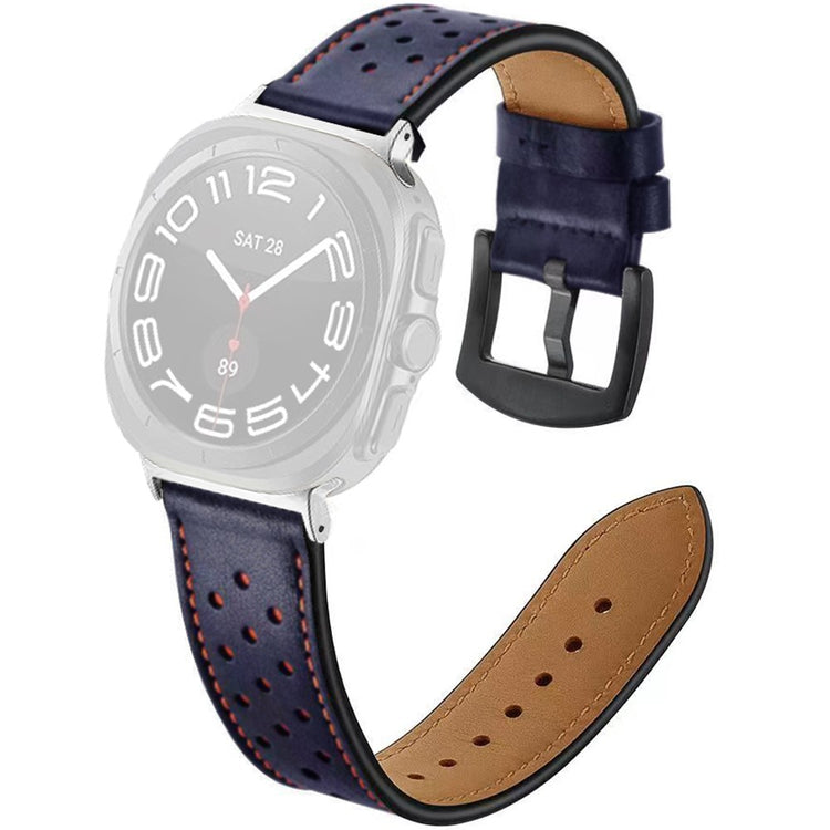 Samsung Galaxy Watch Ultra 47mm Multiple Holes Watch Strap Vintage Genuine Cow Leather Wrist Band - Dark Blue#serie_3