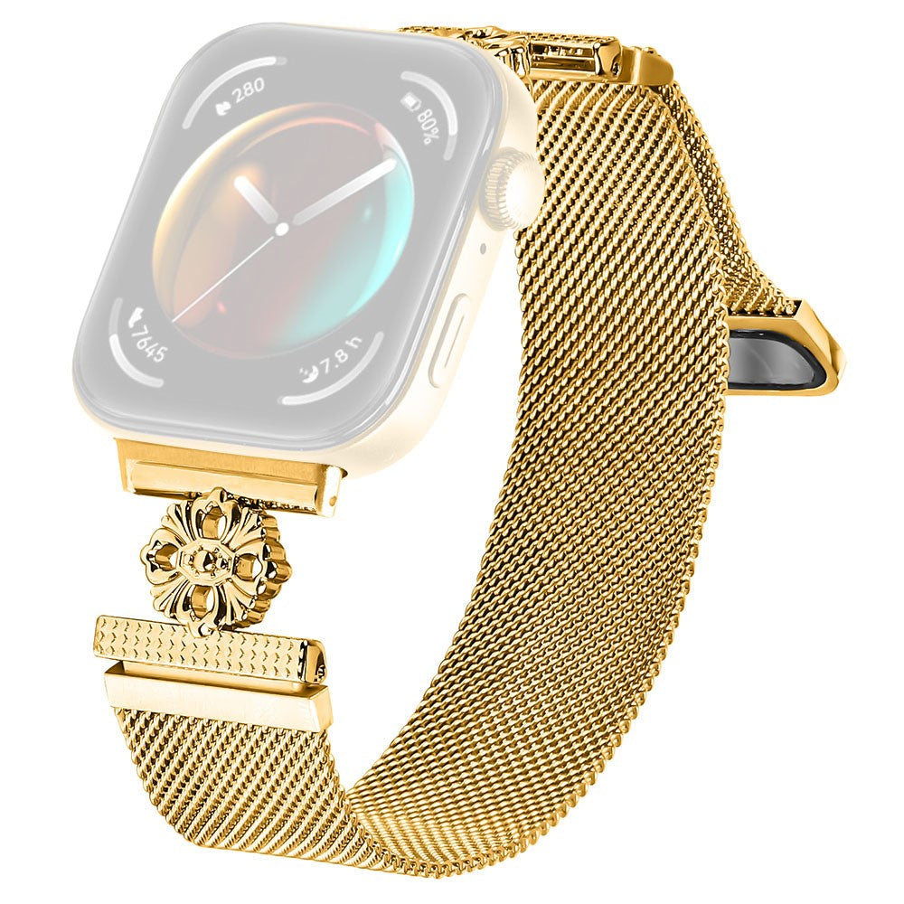 Huawei Watch Fit 3 Milanese Band Flower Stainless Steel Magnetic Mesh Watch Strap - Gold#serie_1