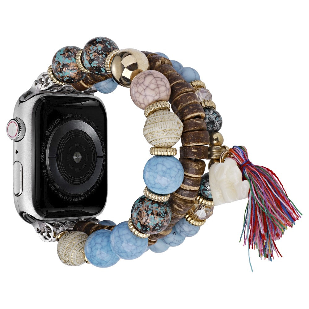 Apple Watch Series 49mm - 45mm - 44mm - 42mm Beads Strap Elephant Pendant - Blue#serie_2