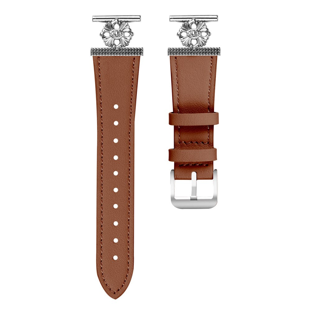 Garmin Vivomove 3 / GarminMove 3 Watch Band Genuine Cow Leather Flower Decor Adjustable Strap - Brown#serie_3