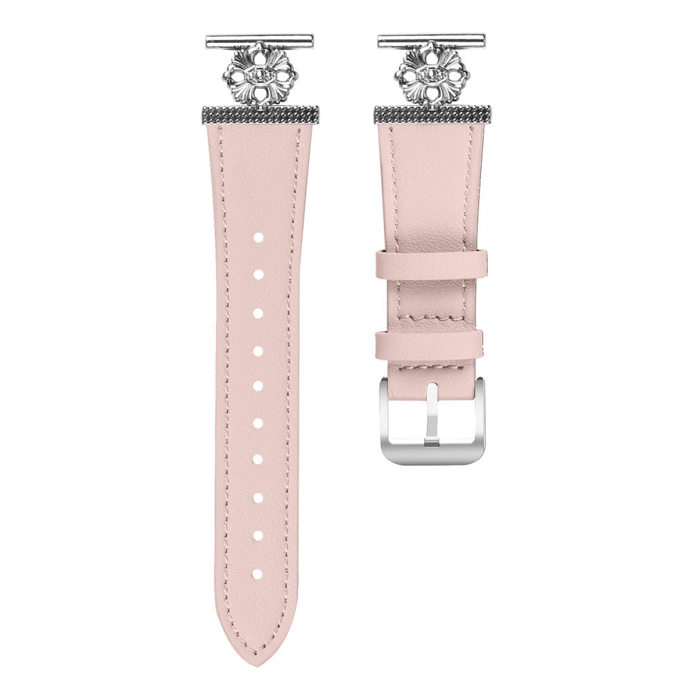 Garmin Approach S40 / Forerunner 158 Watch Band Genuine Cow Leather Flower Decor Adjustable Strap - Pink#serie_3