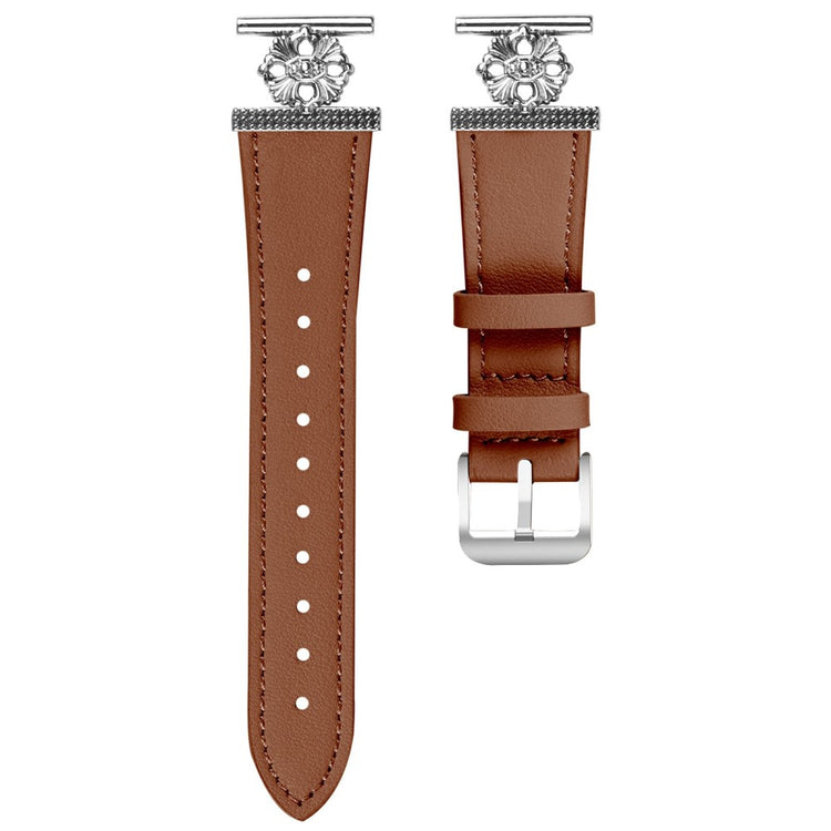 Huami Amazfit GTR 42mm Watch Band Genuine Cow Leather Flower Decor Adjustable Strap - Brown#serie_4