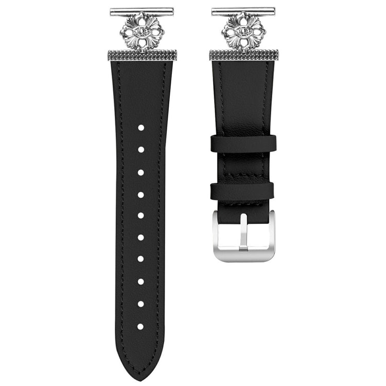 Verizon GizmoWatch 2 (Men Version) Watch Band Genuine Cow Leather Flower Decor Adjustable Strap - Black#serie_2