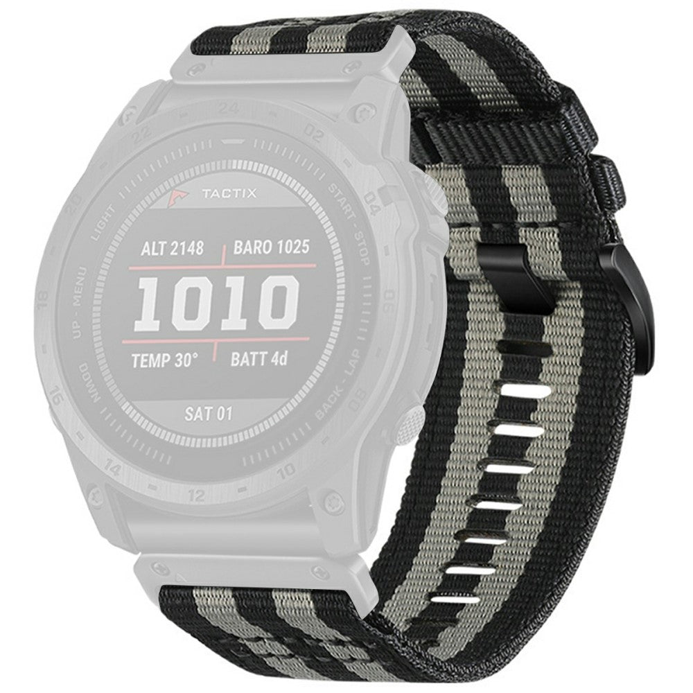 Watchband for Garmin Fenix 8 Universal 22mm Quick Release Nylon Canvas Watch Strap - Black+Grey#serie_2