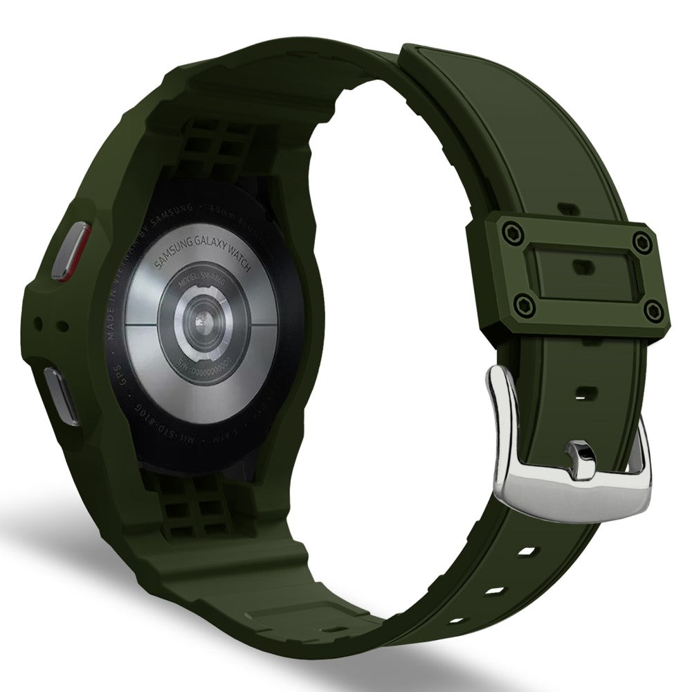 Samsung Galaxy Watch7 / 6 / 5 / 4 44mm Flexible Watch Band+Case Cover Integrated Design - Army Green#serie_2