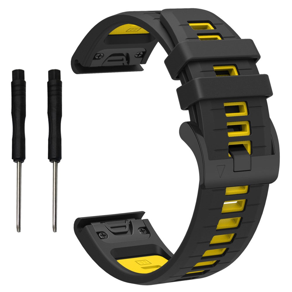 Garmin Fenix 8 47mm / Fenix E 47mm / Fenix 7 Quick Release Watch Band Dual Color 22mm Silicone Wrist Strap - Black  /  Yellow#serie_7