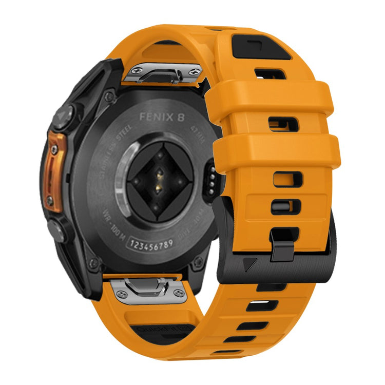 26mm Watch Strap Garmin Fenix 8 51mm / Enduro 3 / Instinct 2X Universal Silicone Band - Orange+Black#serie_10