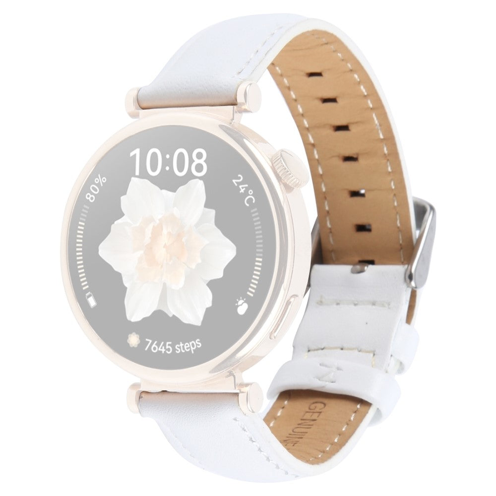 18mm Strap Garmin Venu 3S / Forerunner 265S / Forerunner 255S / Venu 2S / Vivomove 3S Top Layer Cowhide Leather Watch Band - White#serie_1