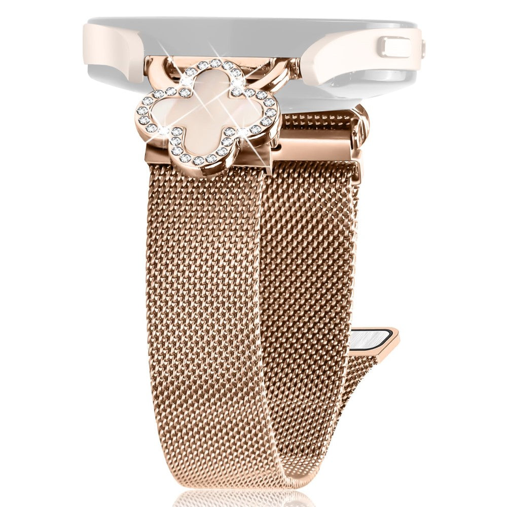 SyncUP Kids Watch Milanese Band Electroplated Stainless Steel Watch Strap Clover Decor, Size: S - Rose Gold  /  Colored#serie_3