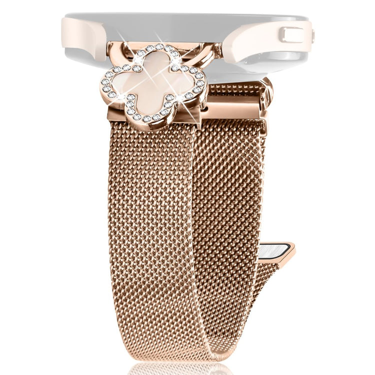 SyncUP Kids Watch Milanese Band Electroplated Stainless Steel Watch Strap Clover Decor, Size: S - Rose Gold  /  Colored#serie_3