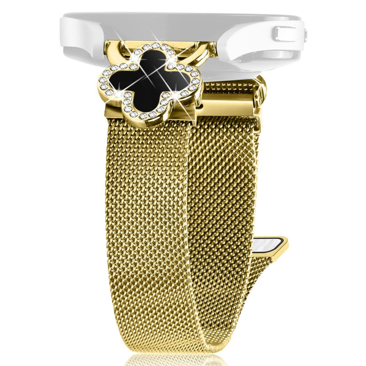 SyncUP Kids Watch Milanese Band Clover Decor Electroplated Stainless Steel Strap, Size: L - Gold  /  Black#serie_2