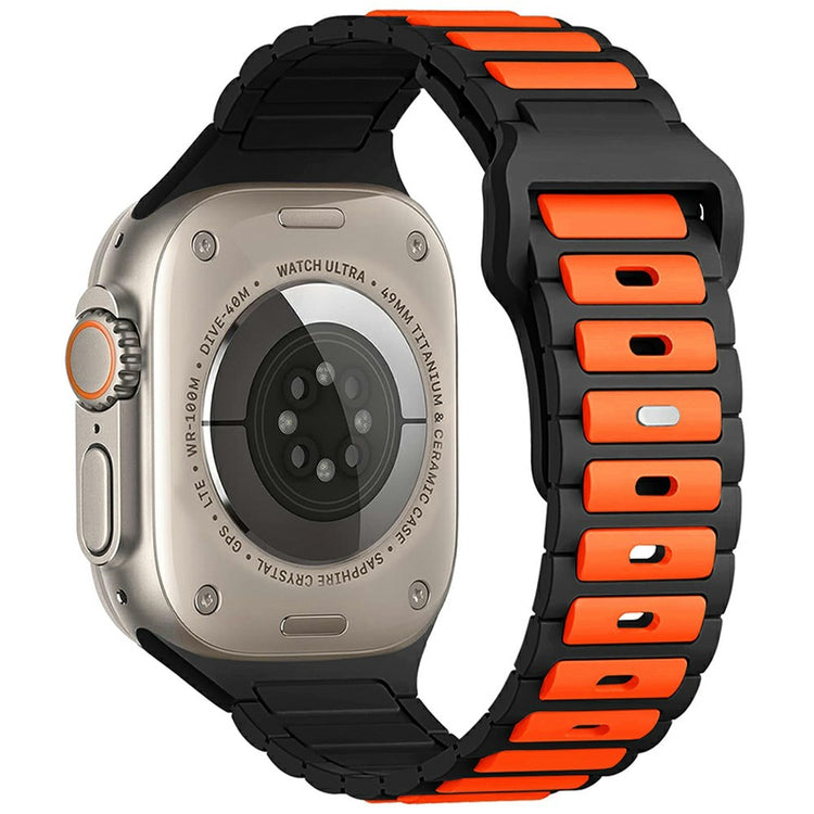 KALEBOL Silicone Watch Strap Apple Watch Series 10 46mm - Orange + Black#serie_1