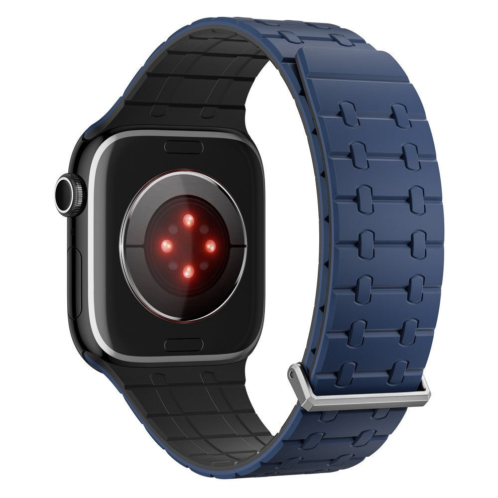 Magnetic Watch Band Apple Watch Series 10 46mm Replacement Silicone Strap - Dark Blue+Black#serie_4
