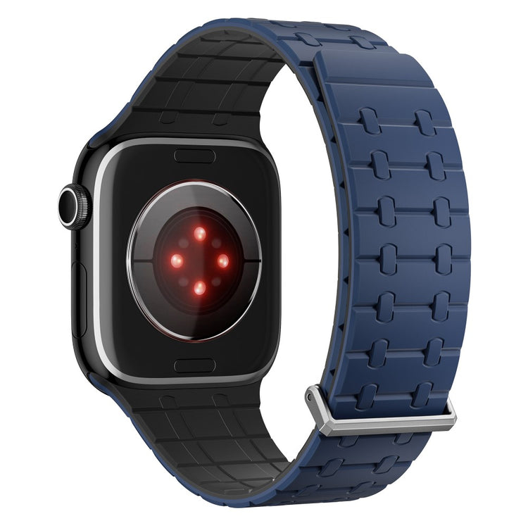 Magnetic Watch Band Apple Watch Series 10 46mm Replacement Silicone Strap - Dark Blue+Black#serie_4