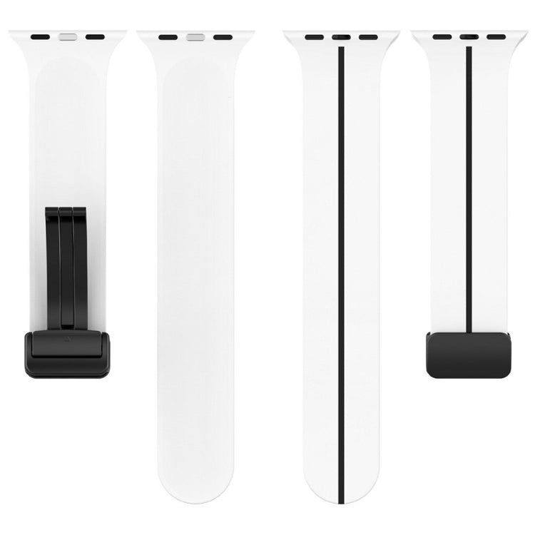 KALEBOL Magnetic Silicone Strap Apple Watch Series 49mm - 45mm - 44mm - 42mm Stripe Watch Band - White+Black#serie_2