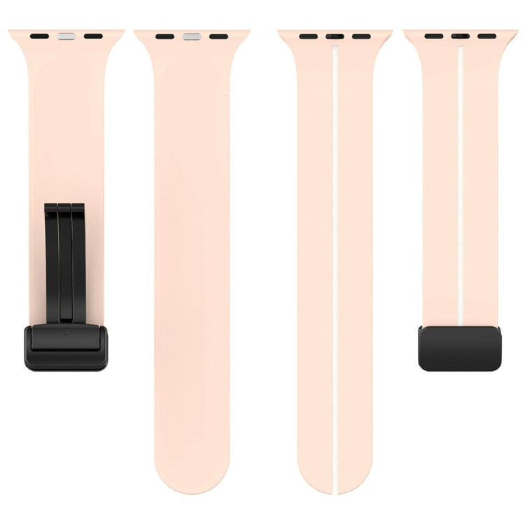 KALEBOL Magnetic Silicone Strap Apple Watch Series 49mm - 45mm - 44mm - 42mm Stripe Watch Band - Pink+White#serie_4