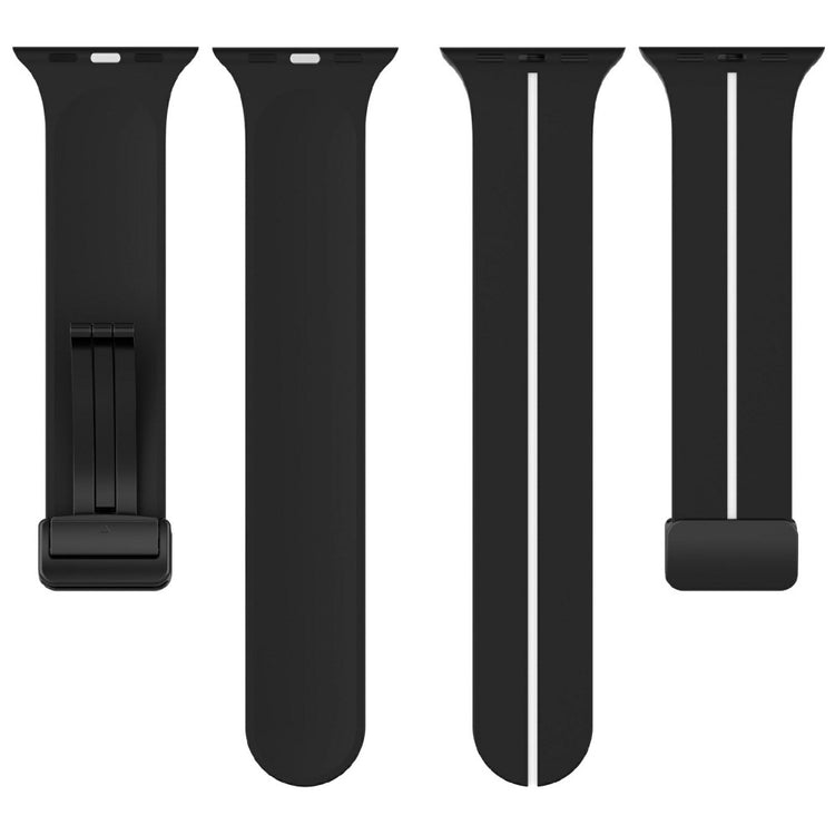 KALEBOL Magnetic Silicone Strap Apple Watch Series 49mm - 45mm - 44mm - 42mm Stripe Watch Band - Black+White#serie_5